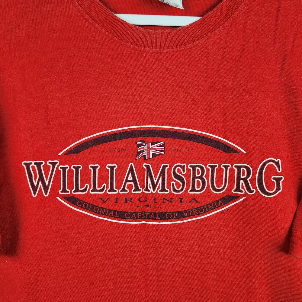 Vintage Williamsburg Virginia Shirt Mens 3XL Red Graphic Souvenir City Y2k Logo